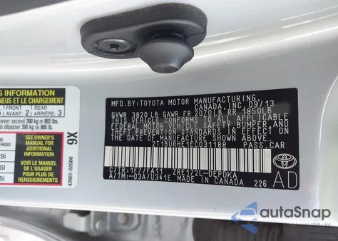 2014 Toyota Corolla L from USA, damaged, VIN 2T1BURHE1EC031188